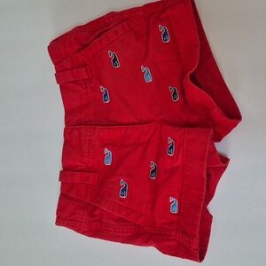 Vineyard Vines Girl's Toddler Red Shorts with Whale Embroidery 2T
